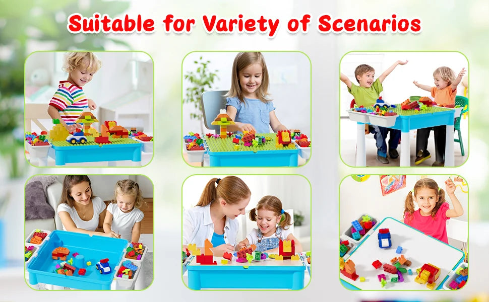 5-in-1 Blocks Creative Building Blocks Table + CHAIR (200 Blocks)