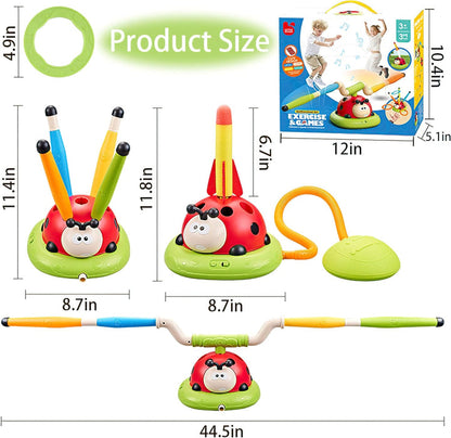 3 In 1 Musical Jump, Ring Toss Game, Stomps & Rocket Launcher for Kids