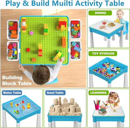 5-in-1 Blocks Creative Building Blocks Table + CHAIR (200 Blocks)