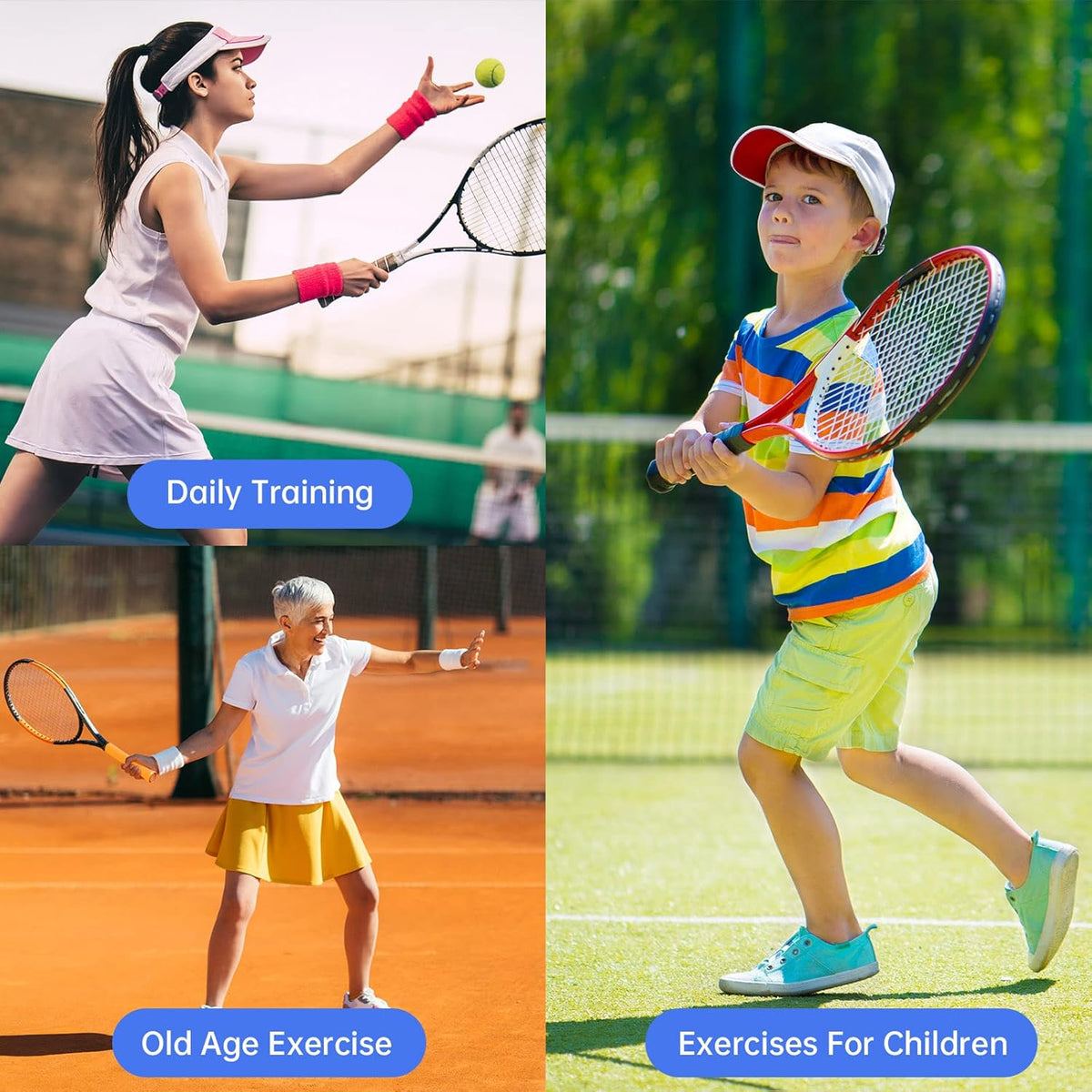 Solo Tennis Trainer Rebound Ball set with + 1 Racquet + String Ball + Fillable Base