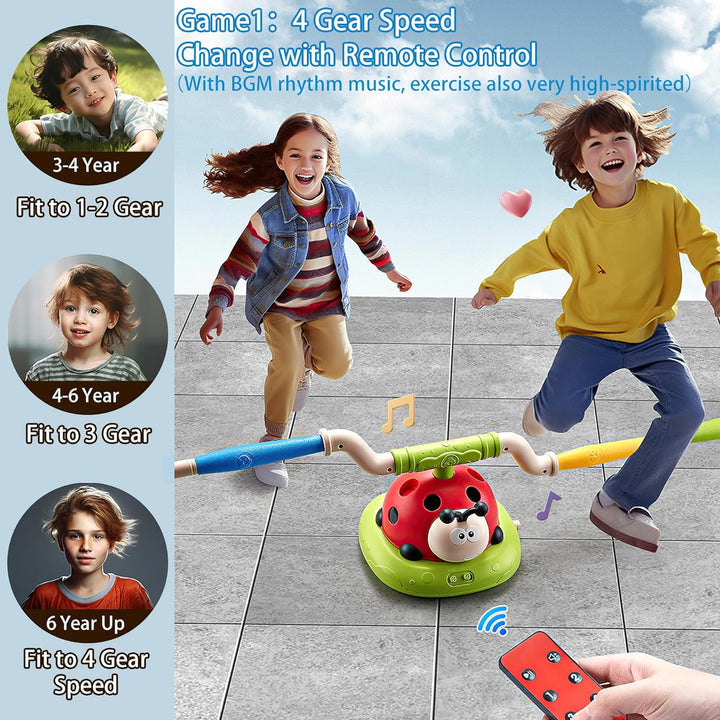 3 In 1 Musical Jump, Ring Toss Game, Stomps & Rocket Launcher for Kids