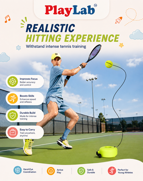Solo Tennis Trainer Rebound Ball set with + 1 Racquet + String Ball + Fillable Base