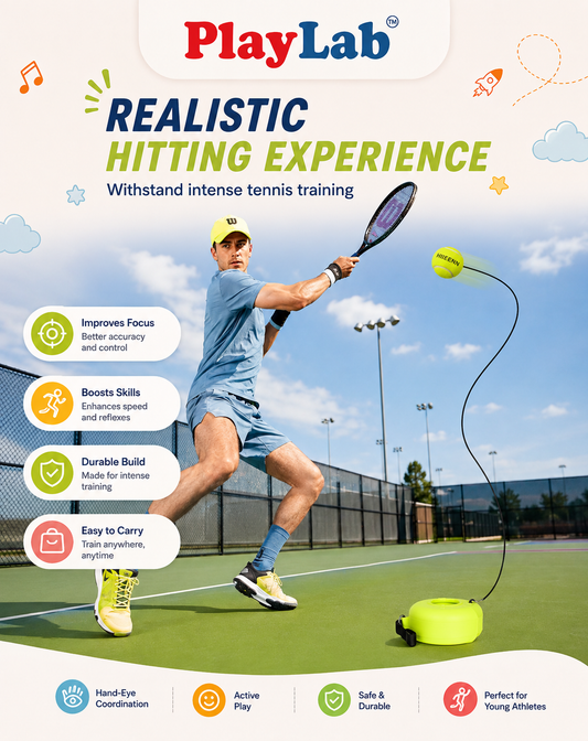 Solo Tennis Trainer Rebound Ball set with + 1 Racquet + String Ball + Fillable Base