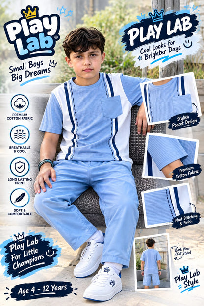 2pcs Boy Sporty Style Playing Soccer Graphic Crew Neck T-Shirt+Shorts New Summer Fashionable Comfortable Set
