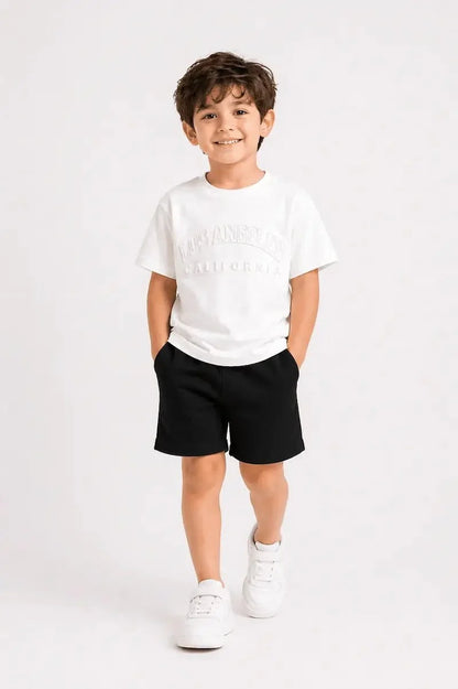 Kids Premium Drop Shoulder Stretch T-Shirt – Los Angeles Embossed Design