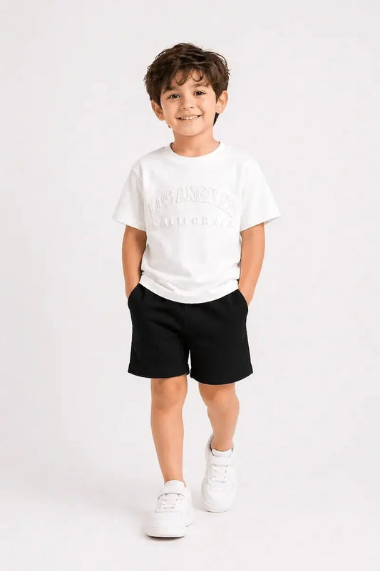 Kids Premium Drop Shoulder Stretch T-Shirt – Los Angeles Embossed Design