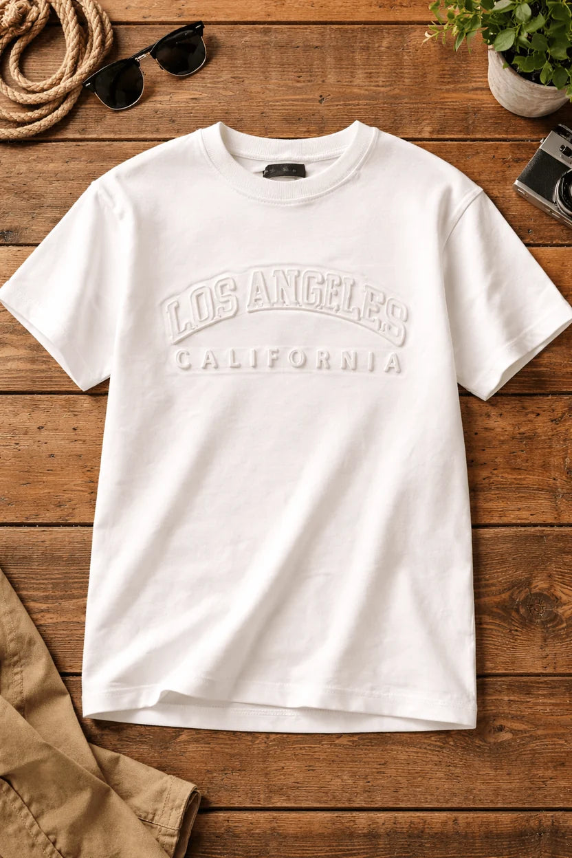 Kids Premium Drop Shoulder Stretch T-Shirt – Los Angeles Embossed Design