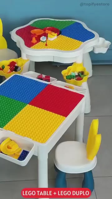 5-in-1 Blocks Creative Building Blocks Table + CHAIR (200 Blocks)