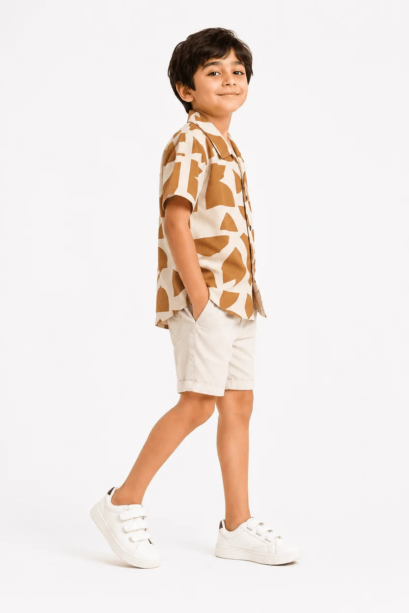Abstract Printed Half Sleeve Shirt for Boys – Premium Summer Casual Wear (1–15 Years)