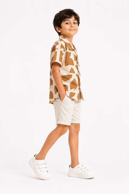 Abstract Printed Half Sleeve Shirt for Boys – Premium Summer Casual Wear (1–15 Years)
