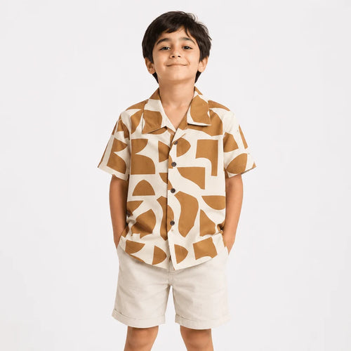 Abstract Printed Half Sleeve Shirt for Boys – Premium Summer Casual Wear (1–15 Years)